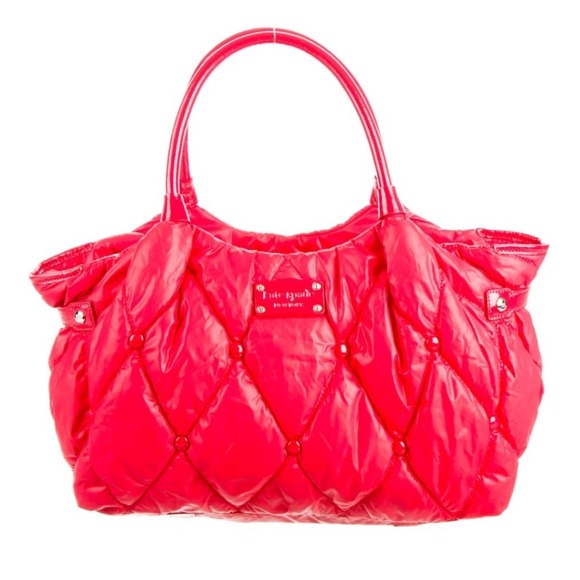 kate spade Handbags - Kate Spade Quilted Puffer Tote Bag Large Red Diamond Stitch Nylon Streetwear